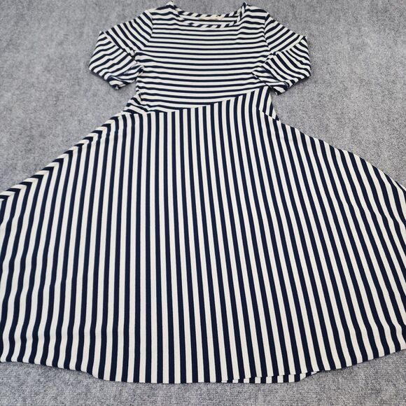 Soft Surroundings Dress Women Small Blue Striped Vivianna Asymmetrical Knit Midi - Picture 14 of 15